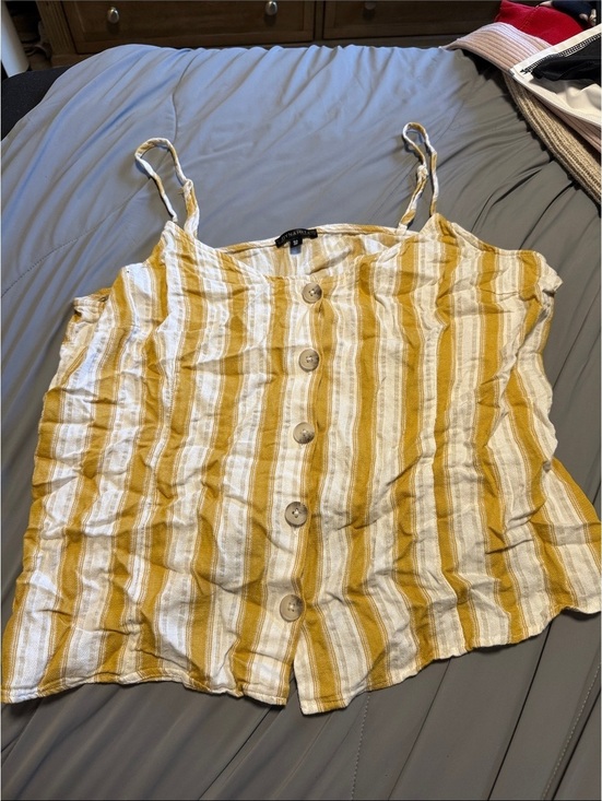 Dynamite Tops - Dynamite Yellow & White Striped Button Cami